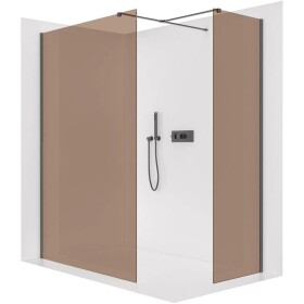 CERANO Sprchová zástěna Walk-in Onyx T L/P - 8 mm - hranatá vzpěra - černá matná, bronzové sklo - 130x110x200 cm