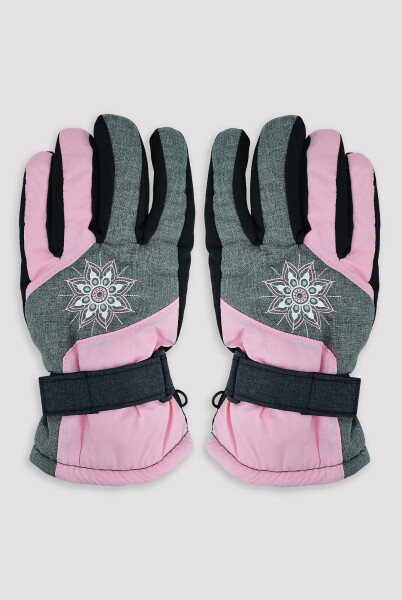 Dívčí lyžařské rukavice Noviti RN054 květiny 18 cm