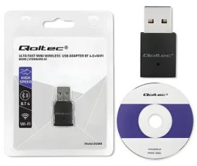 Qoltec 56989 / WiFi a Bluetooth adaptér / USB 2.0 / AC / BT 4.0 / 600 Mbps (56989)