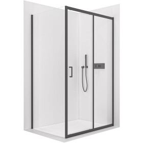 CERANO - Sprchový kout Orlano L/P - 5 mm - černá matná, transparentní sklo - 90x100x195 - posuvný CER-DY505B-90172