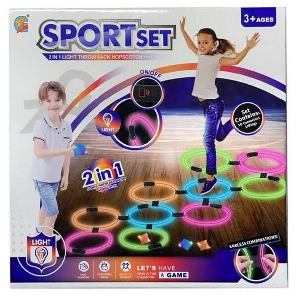 Skákací kroužky svítící a házecí hra set, Wiky, W047363