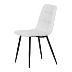 Židle jídelní, bílá látka, čtyřnohá kovová podnož, černý mat