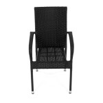 Židle zahradní, černý umělý ratan, kov, stohovatelná.