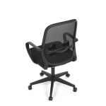 Židle kancelářská, černý MESH a černá látka, plastový kříž, houpací mechanismus.