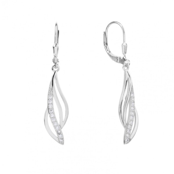 Stříbrné visací náušnice se zirkony Lenna - stříbro 925/1000, Stříbrná