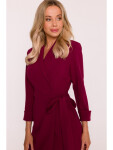 S415 Košilové šaty vázané v pase - bordó EU XXL