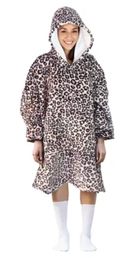 Cozy Noxxiez CH371 Leopard potisk - hřejivá televizní mikinová deka s kapucí pro teenagery a dospělé (20-CH371)