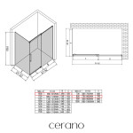 CERANO - Sprchový kout Lantono - pravá - 8 mm - Soft-Close - chrom, mléčné sklo - 100x80 - posuvný CER-665527