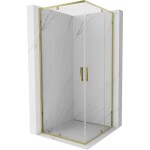 MEXEN - Exo čtvercový křídlový sprchový kout 90 x 90, transparent, zlato 8110-090-090-50-00