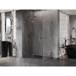 MEXEN/S - Lunar-F Duo sprchový kout skládací dveře 95 x 85, transparent, růžové zlato 836-095L-085P-60-00
