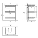AQUALINE - ETIDE umyvadlová skříňka 61,5x85x44 cm, bílá mat ET615