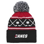 Outerstuff Dětská předškolní zimní čepice Carolina Hurricanes NHL Face-Off Cuff Pom