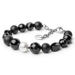 Náramek Maura - sladkovodní perla, Onyx, Černá 20 cm + 4 cm (prodloužení)