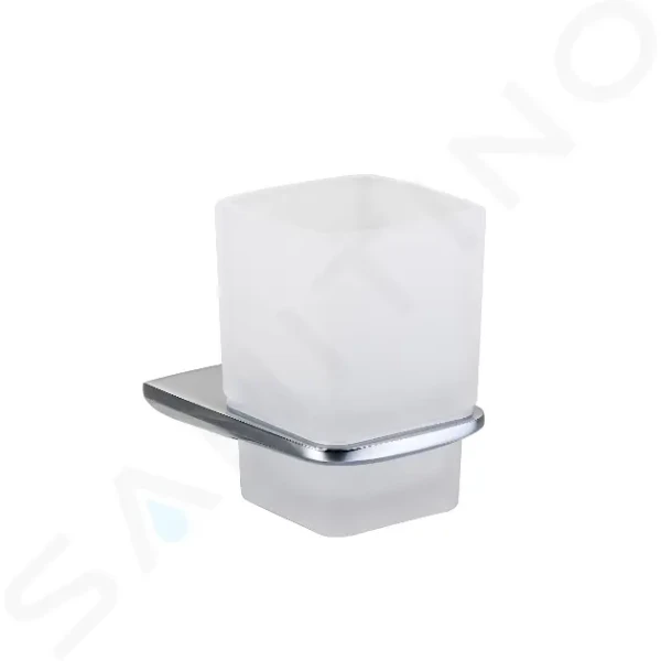 Kielle Sklenka na kartáčky a pastu s držákem, matné sklo/chrom 40018000