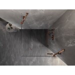 MEXEN/S - Lunar sprchový kout dveře křídlové pravá 80 x 80, transparent, růžové zlato 834-080-080-60-00-P