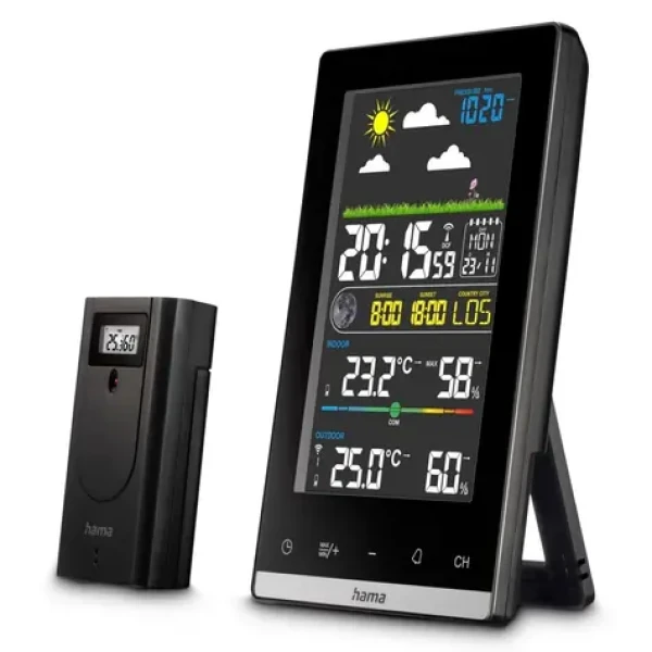 Hama Jamaica černá / meteostanice / barevný VA displej / síťový zdroj / baterie (222239)