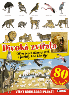 DIVOKÁ ZVÍŘATA – velký rozkládací plakát, 80 samolepek
