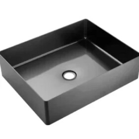 VELAZO - Umyvadlo na desku 50 x 35 cm s Click-Clack zátkou, ocel, PVD černé VELAZ5035B