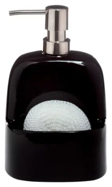 Spirella BRIDGET černá / Dávkovač mýdla s držákem na houbičku / Keramika / 600 ml