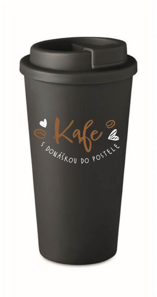 KAFE S DONÁŠKOU DO POSTELE - černý termohrnek 475 ml