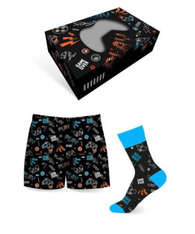 EVONA a.s. Pánský dárkový set GAMER - trenky a ponožky - SET GAMER BASS L