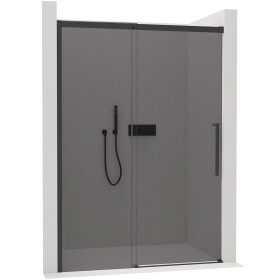 CERANO - Sprchové posuvné dveře Lantono L/P - 8 mm - Soft-Close - černá matná, grafitové sklo - 100x195 CER-8050BD7235