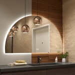 Erga Kori, půlkruhové LED zrcadlo 80x140cm, 3105 lm, 3 barvy světla, ERG-V01-KORI-8014-CL