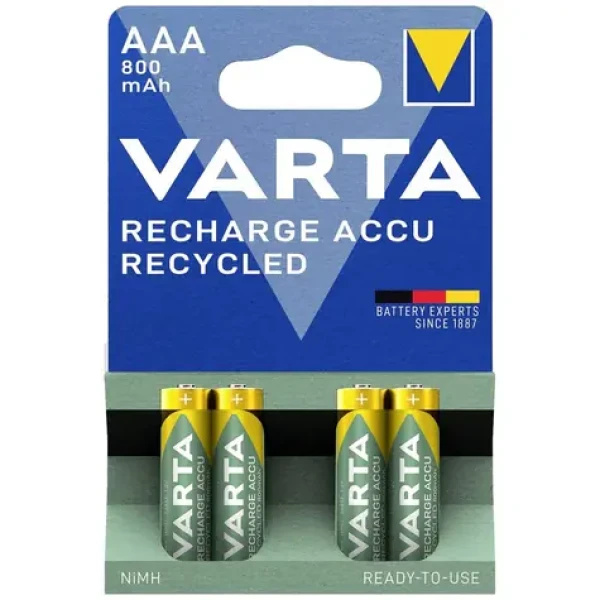 Varta RECHARGE Nabíjecí baterie AAA 4 ks / 1.2V / 800 mAh / NiMH / v blistru (390056)