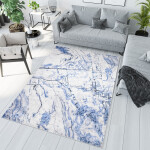 DumDekorace DumDekorace Jednoduchý bílý modrý koberec abstraktním vzorem