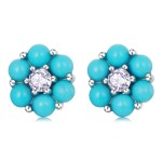 Stříbrné náušnice s tyrkysovým magnezitem Claudie, stříbro 925/1000, Tyrkysová
