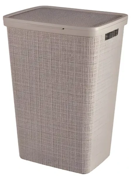 Curver Jute Koš na prádlo s víkem 58 l taupe / Koš na prádlo / 60 x 43 x 34 cm (263717)