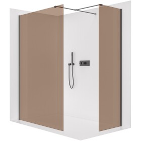 CERANO Sprchová zástěna Walk-in Onyx T L/P - 8 mm - hranatá vzpěra - černá matná, bronzové sklo - 130x60x200 cm