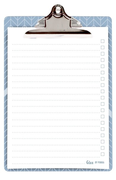 Psací podložka papírová s klipem s poznámkovými listy, 170x245mm, 50 listů, 100g papír