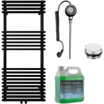 CERANO Koupelnový elektrický radiátorový set Luigi - WIFI - 600W - černá matná - 1200x500 mm
