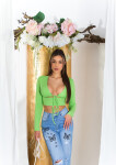 Sexy top Koucla Crop Top s výřezy a šněrováním lightgreen Einheitsgroesse