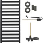CERANO - Koupelnový radiátorový set Antonio - kombinované vytápění, termo tyč - boční jednobodové připojení - 600W - černá matná - 1460x550 mm CER-663766