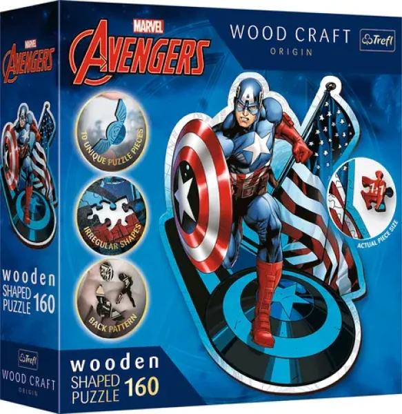 Trefl Wood Craft Origin - Puzzle - Neohrožený Kapitán Amerika
