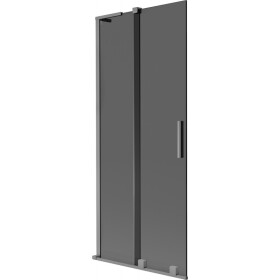 MEXEN/S - Velar L dvoukřídlá posuvná vanová zástěna 80 x 150, grafit, grafit metal 896-080-003-41-95