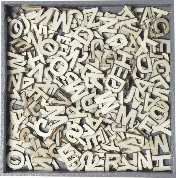 HEYDA Sada dřevěných dekorací v krabičce - písmena