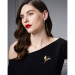 Brož se sladkovodními perlami Konvalinka - květina, Zlatá