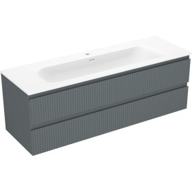 MEXEN/S - Rivel koupelnová skříňka 140 cm s umyvadlem Vela, 2 zásuvky, reliéf , grafit mat/bílá mat - 91A20-14047-2-BFF66-W23M 91A20-14047-2-BFF66-W23M01