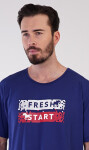 Pánská noční košile s krátkým rukávem Fresh start tmavě modrá XXL