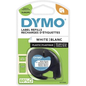 Dymo originální páska do tiskárny štítků 12mm x 4m / černý tisk / bílý podklad / LetraTag plastová páska (S0721660)