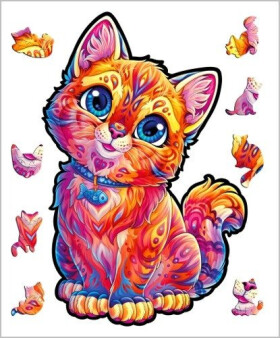 Dřevěné puzzle - Roztomilá kočička
