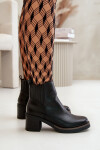 Zateplené dámské boty na podpatku eko kůže černé Irittes 41