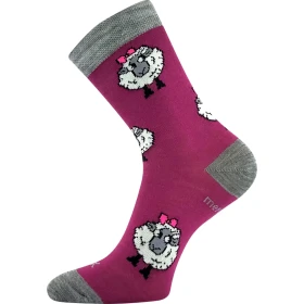 VOXX Ponožky dětské slabé z merino VLNĚNKA s ionty stříbra FUXIA 25-29 126505
