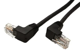 Goobay UTP patchkabel cat. 5e černý / Patch kabel / lomené konektory 90° / 10m (96090)