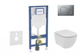 GEBERIT - Duofix Set předstěnové instalace, klozetu Tesi a sedátka softclose, tlačítko Sigma01, matný chrom SANI11CD2110
