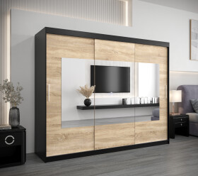 Šatní skříň Abi To Barva korpusu: Černá, Rozměry: 250 cm, Dveře: Dub sonoma