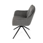 Židle jídelní, 180° otočný mechanismus, lanýžová voděodolná látka, černý kov